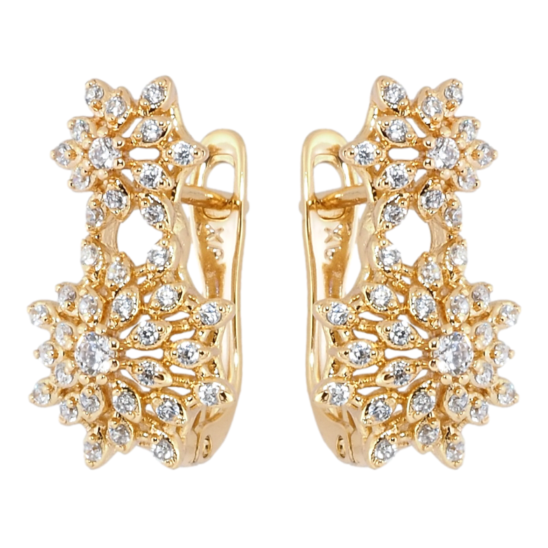 Сережки Xuping Позолота 18K англійський замок Квіточки з цирконієм фото №1