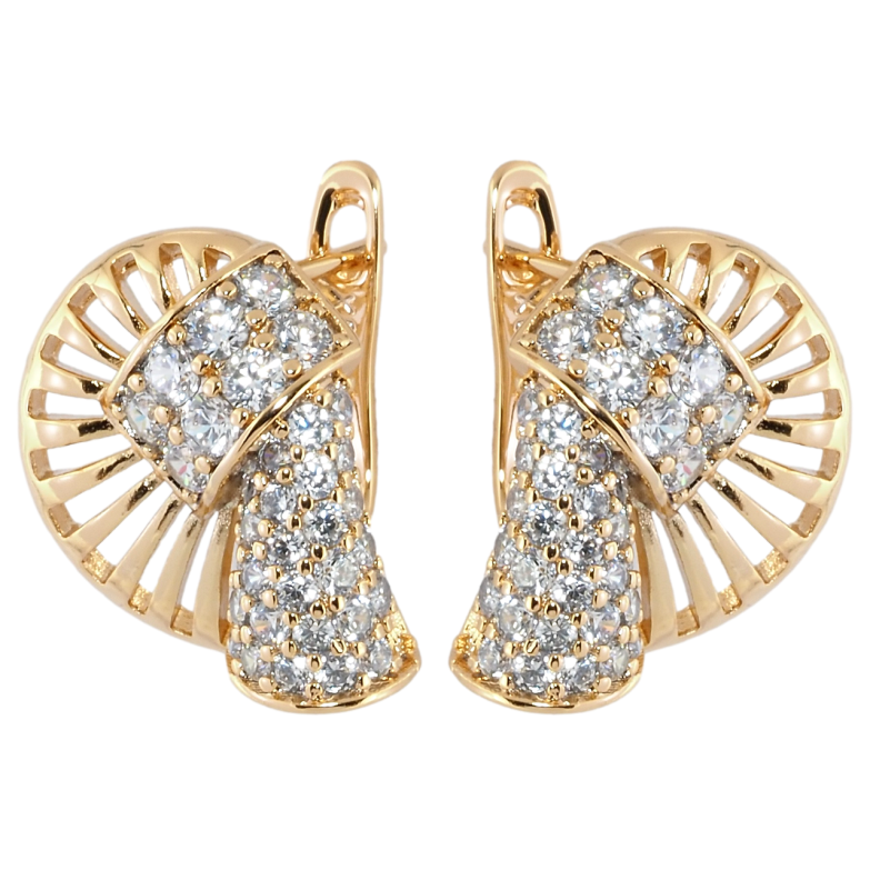 Серьги Xuping Позолота 18K английский замок Декоративный орнамент с цирконием фото №1