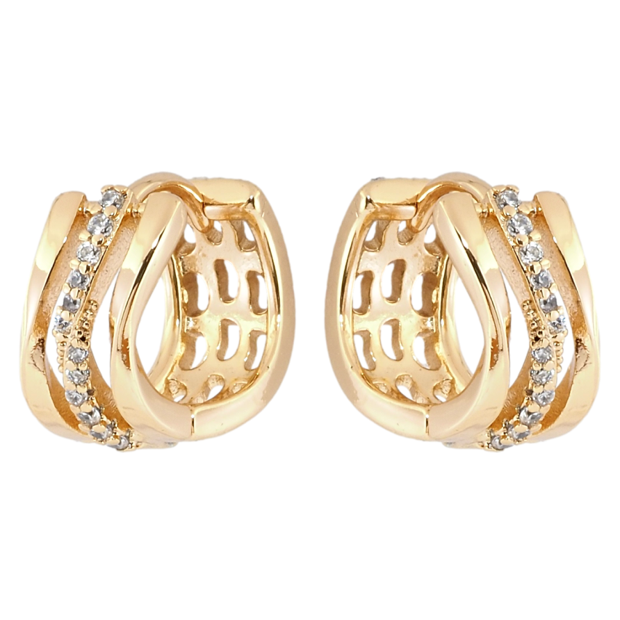 Серьги Xuping Позолота 18K колечки Декоративный узор с цирконием фото №1