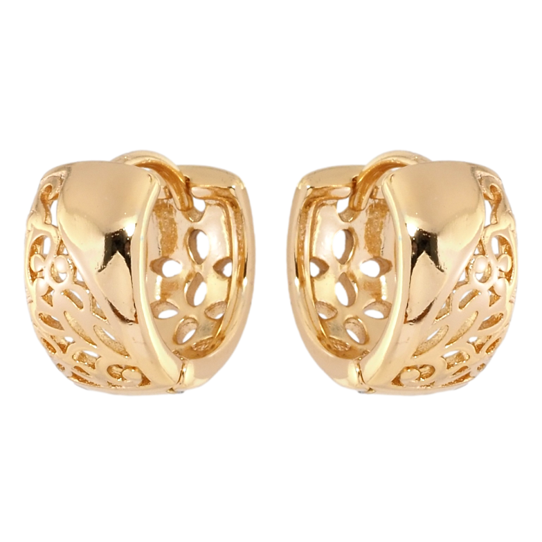 Серьги Xuping Позолота 18K колечки Резной орнамент фото №1