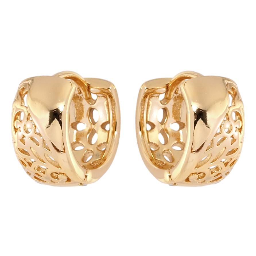 Серьги Xuping Позолота 18K колечки Резной орнамент фото №1