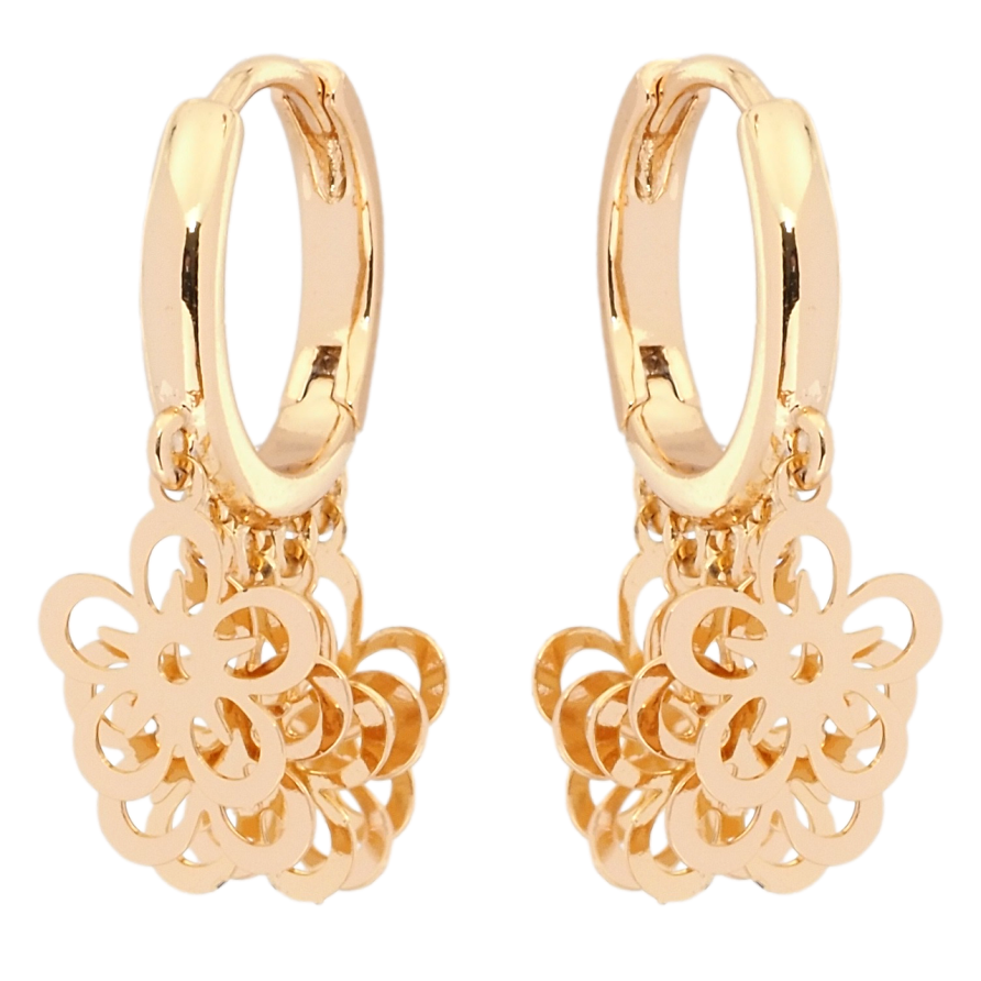 Серьги Xuping Позолота 18K подвески на колечках Цветочки фото №1