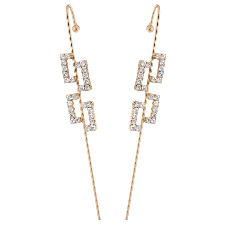 Серьги Xuping Позолота 18K каффа-игла Геометрический узор с цирконием фото №11