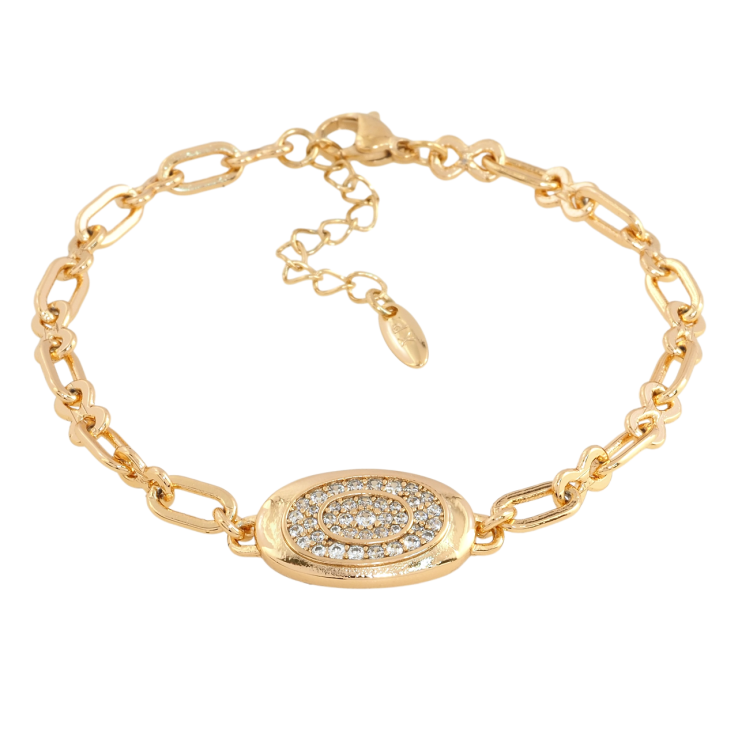 Браслет Xuping Позолота 18K Ланцюжок з овальною вставкою довжина з дод. ланцюжком 17.5-20.5см х 4мм фото №6