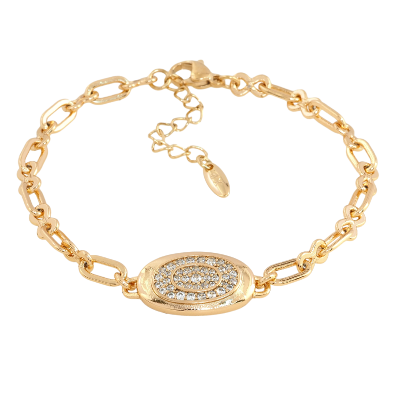 Браслет Xuping Позолота 18K Ланцюжок з овальною вставкою довжина з дод. ланцюжком 17.5-20.5см х 4мм фото №1