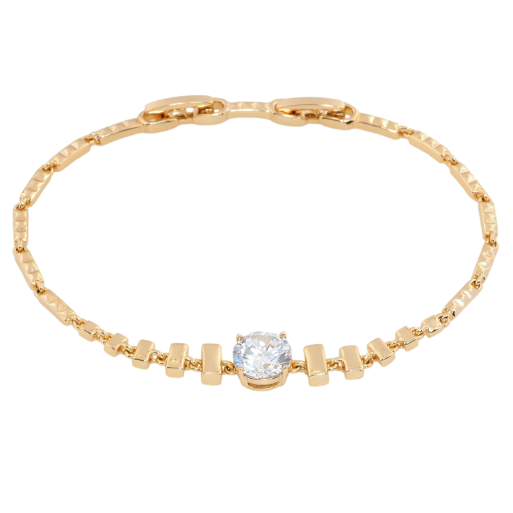 Браслет Xuping Позолота 18K Плетіння Злиток зі вставкою фіаніт довжина з дод. замком 17,19см х 2мм фото №4 Браслет Xuping Позолота 18K Плетіння Злиток зі вставкою фіаніт довжина з дод. замком 17,19см х 2мм фото №4