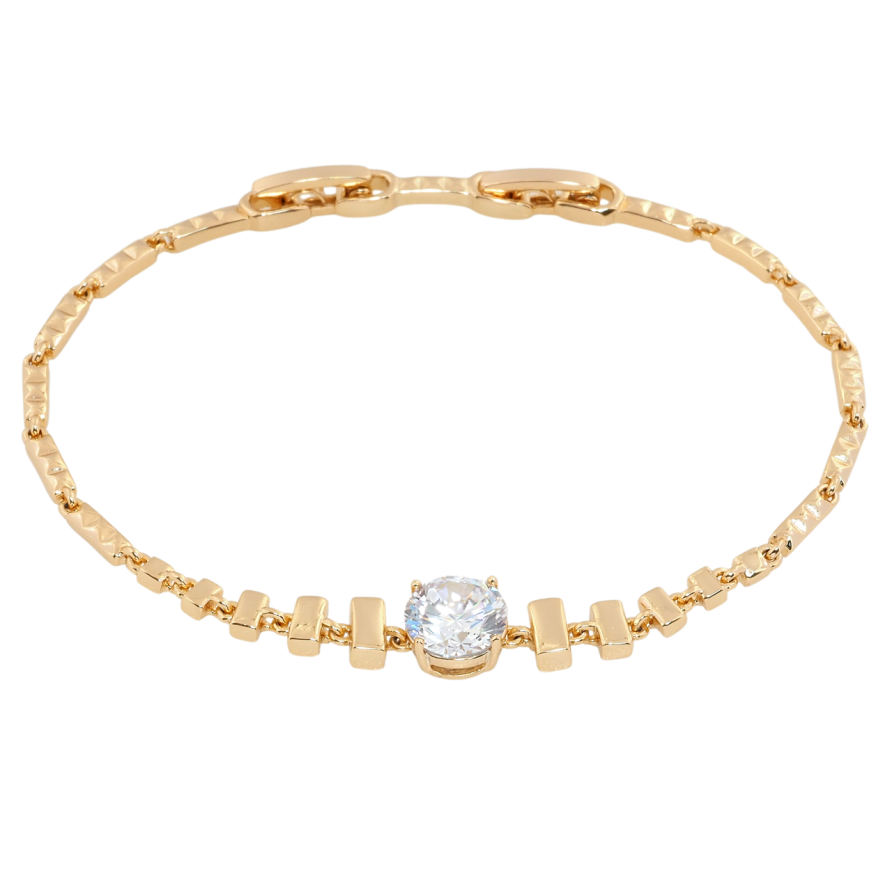 Браслет Xuping Позолота 18K Плетіння Злиток зі вставкою фіаніт довжина з дод. замком 17,19см х 2мм фото №1