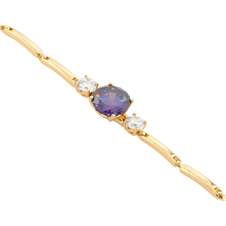 Браслет Xuping Позолота 18K Бузковий фіаніт з цирконами довжина з дод. замком 17.5,19.5см х 2.5мм фото №7 Браслет Xuping Позолота 18K Бузковий фіаніт з цирконами довжина з дод. замком 17.5,19.5см х 2.5мм фото №7