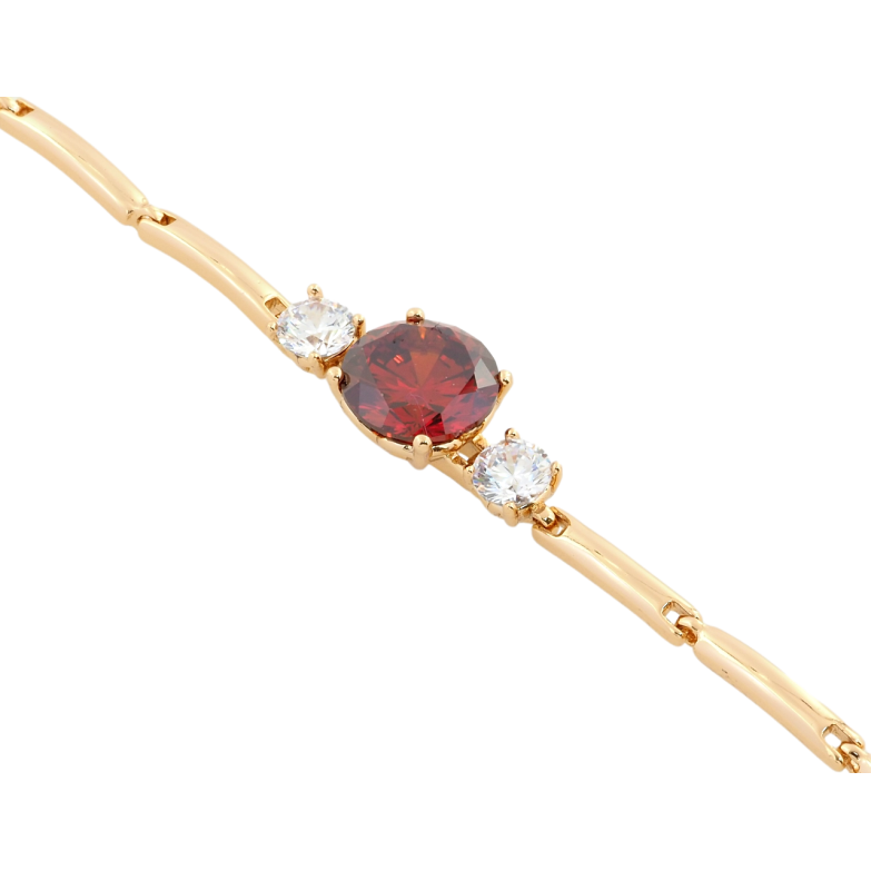 Браслет Xuping Позолота 18K Червоний фіаніт з цирконами довжина з дод. замком 17.5,19.5см х 2.5мм фото №1
