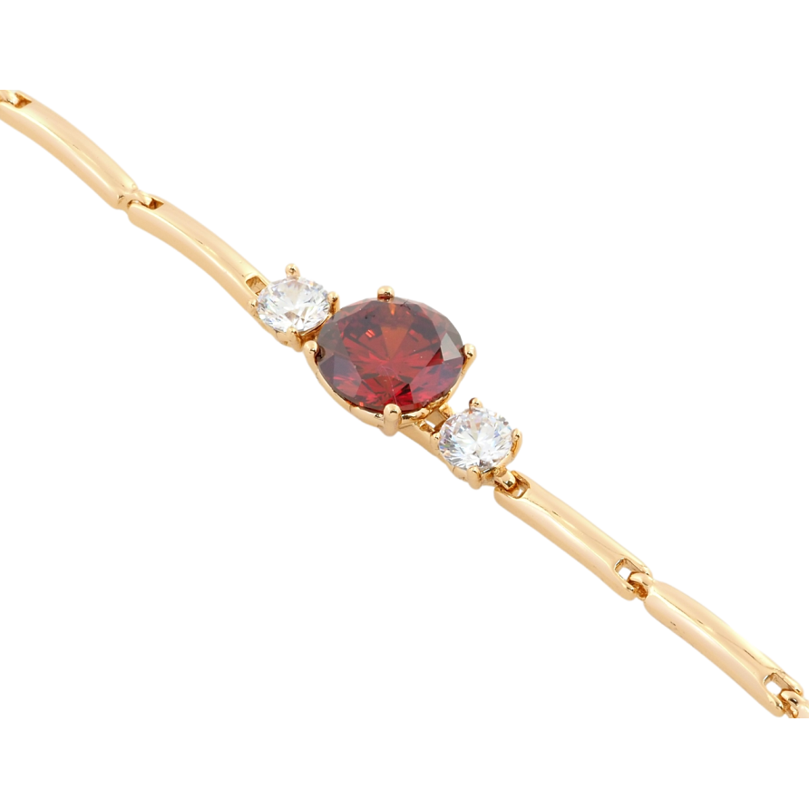 Браслет Xuping Позолота 18K Червоний фіаніт з цирконами довжина з дод. замком 17.5,19.5см х 2.5мм фото №1