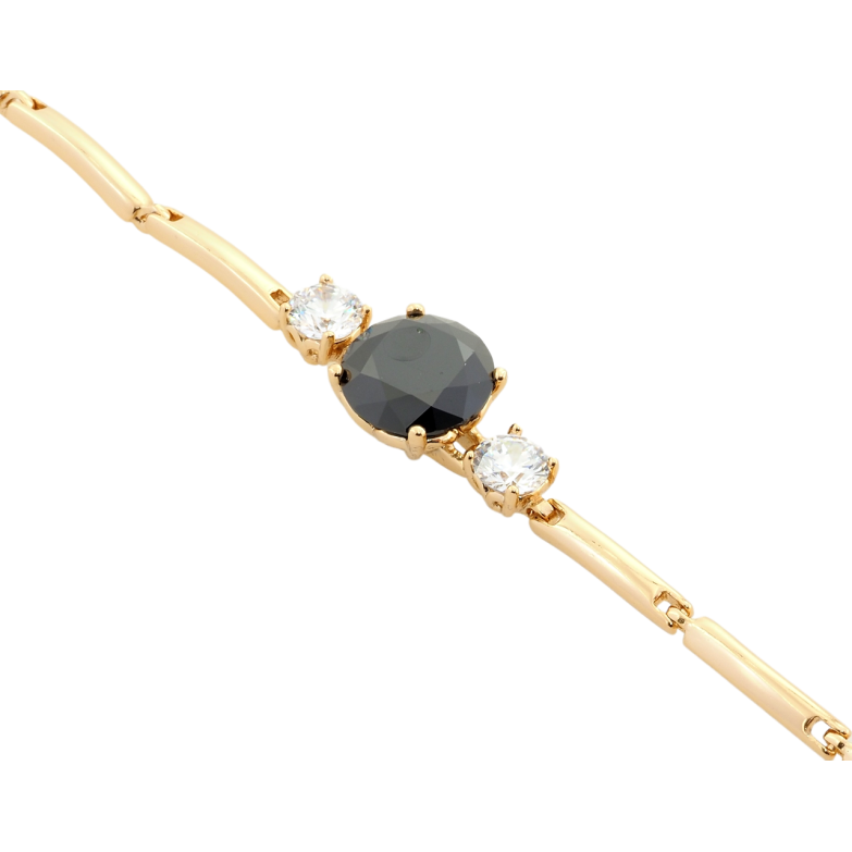 Браслет Xuping Позолота 18K Черный фианит с цирконами длина с доп.замком 17.5,19.5см х 2.5мм фото №3