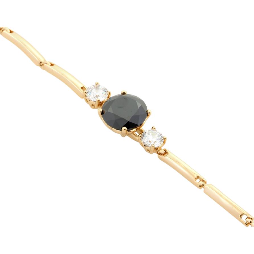 Браслет Xuping Позолота 18K Чорний фіаніт з цирконами довжина з дод. замком 17.5,19.5см х 2.5мм фото №1 Браслет Xuping Позолота 18K Чорний фіаніт з цирконами довжина з дод. замком 17.5,19.5см х 2.5мм фото №1