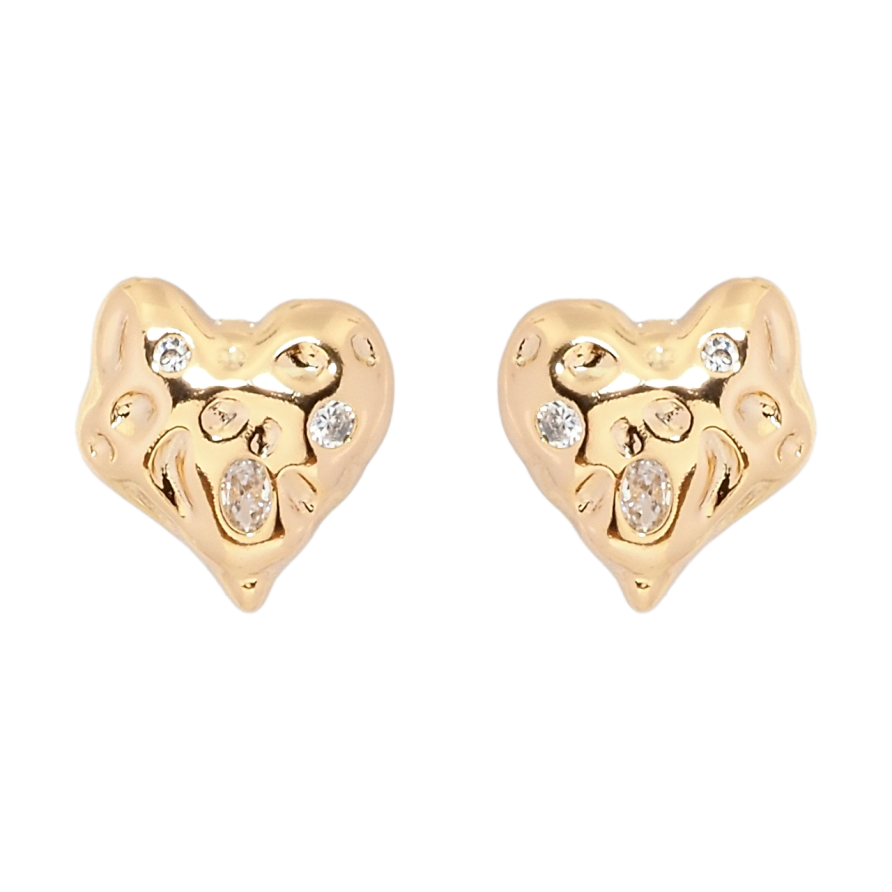 Сережки Xuping Позолота 18K пусети Сердечки з цирконієм фото №1 Сережки Xuping Позолота 18K пусети Сердечки з цирконієм фото №1