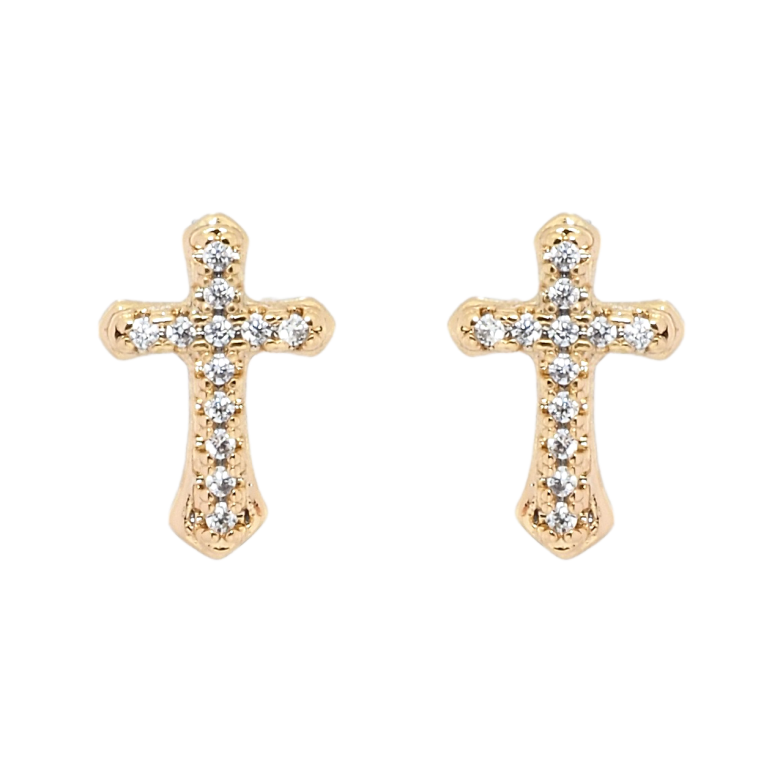 Серьги Xuping Позолота 18K пусеты Крестики с цирконием фото №1