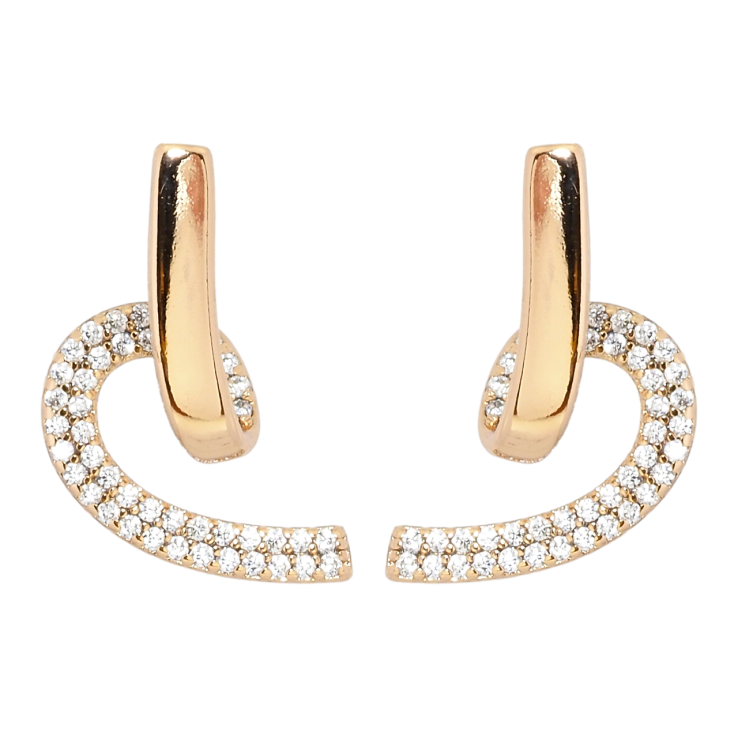 Серьги Xuping Позолота 18K пусеты Завитки с цирконием фото №18