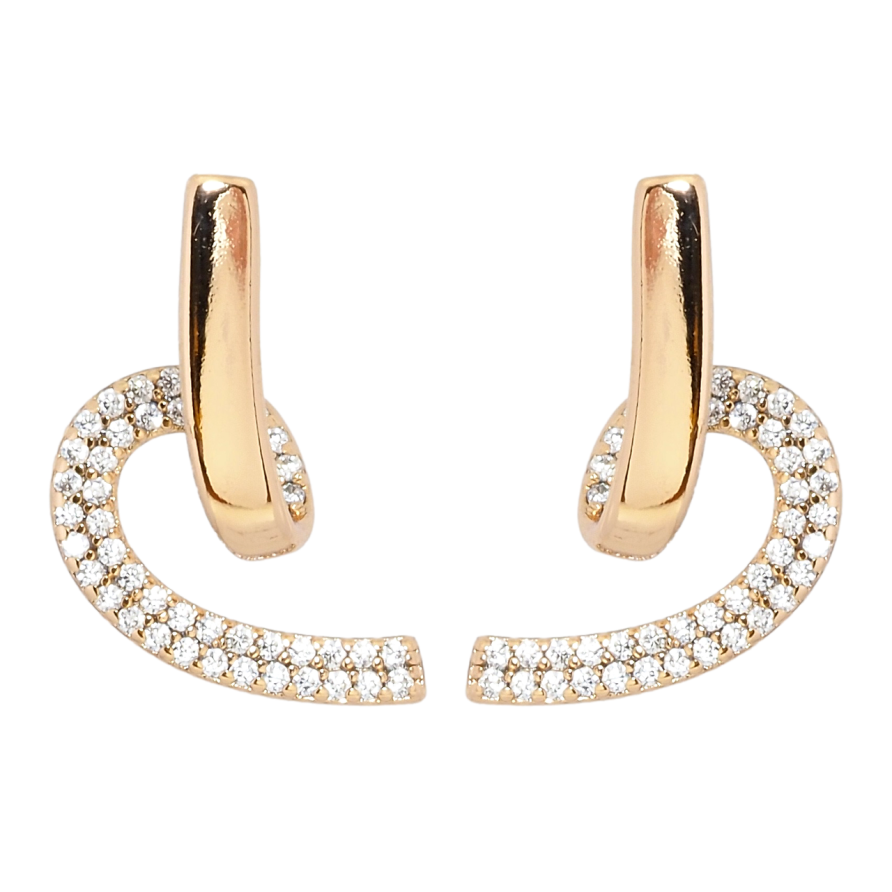 Серьги Xuping Позолота 18K пусеты Завитки с цирконием фото №1