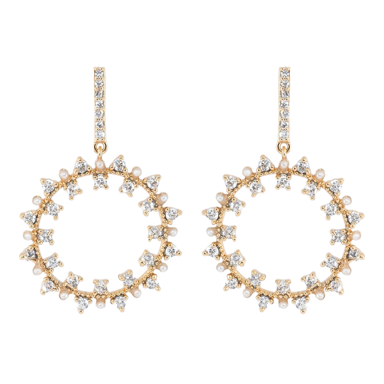 Сережки Xuping Позолота 18K пусети Кришталеві кільця фото №1