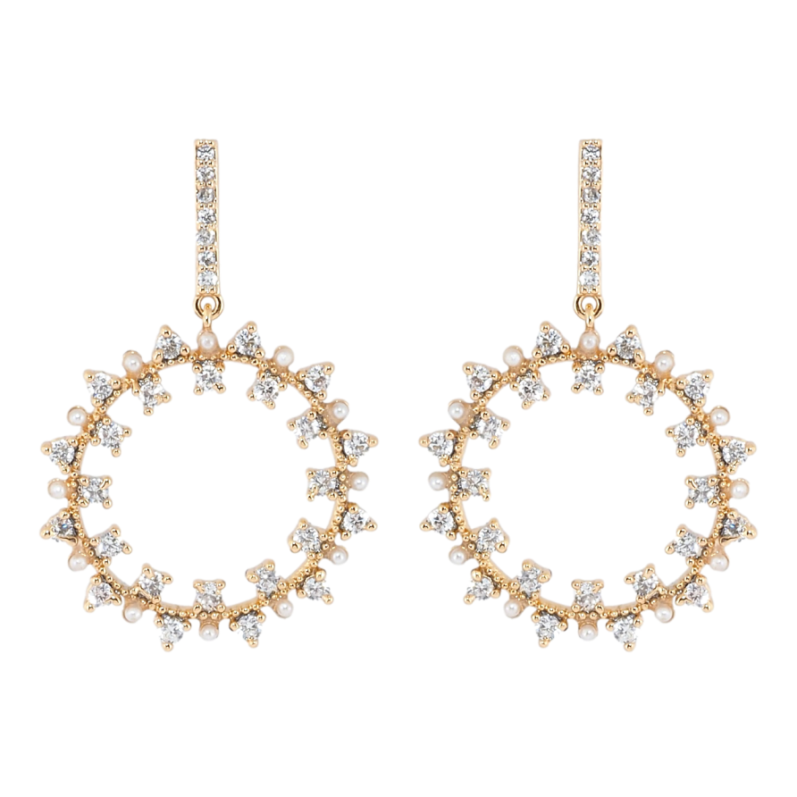 Сережки Xuping Позолота 18K пусети Кришталеві кільця фото №1