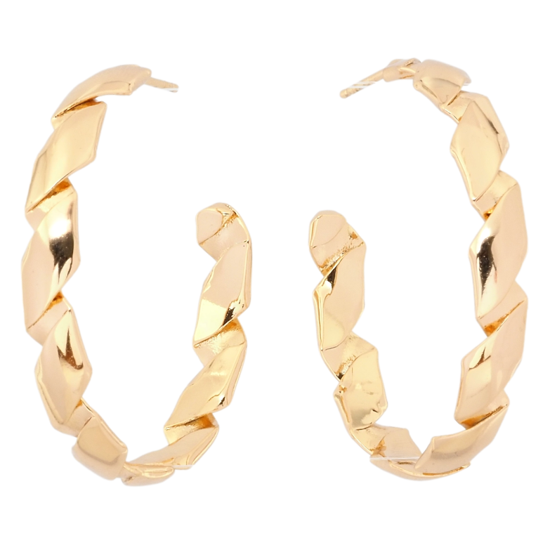 Серьги Xuping Позолота 18K пусеты Кольца со спиральным узором ø 4см фото №2