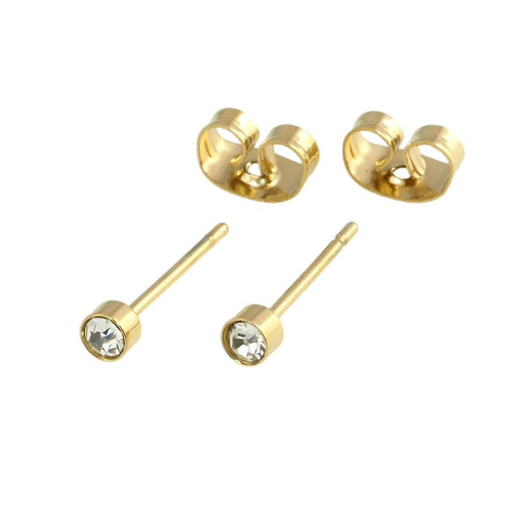 Серьги Xuping TTM Stainless Steel цвет 14K пусеты Фианиты в ободковой оправе ø 3мм фото №8 Серьги Xuping TTM Stainless Steel цвет 14K пусеты Фианиты в ободковой оправе ø 3мм фото №8