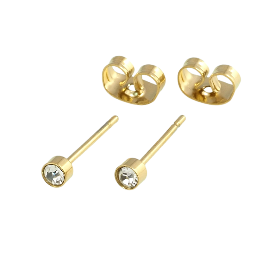 Серьги Xuping TTM Stainless Steel цвет 14K пусеты Фианиты в ободковой оправе ø 3мм фото №1 Серьги Xuping TTM Stainless Steel цвет 14K пусеты Фианиты в ободковой оправе ø 3мм фото №1