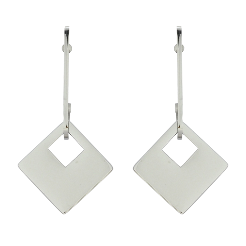 Сережки Xuping TTM Stainless Steel колір Родій пусети Ромбові підвіски фото №1