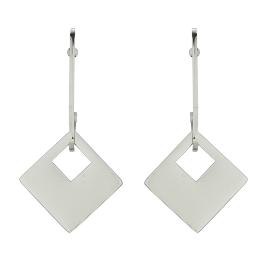 Сережки Xuping TTM Stainless Steel колір Родій пусети Ромбові підвіски фото №1