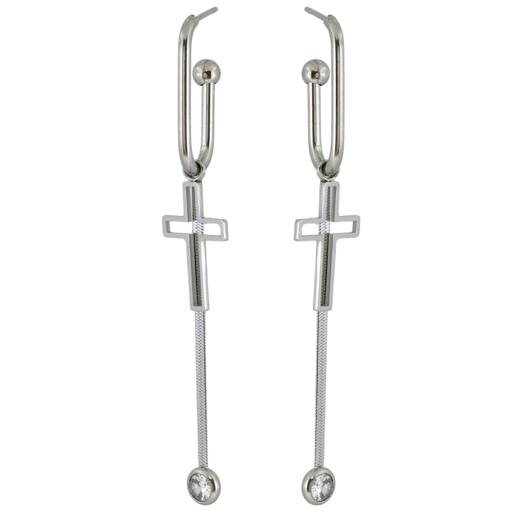 Сережки Xuping TTM Stainless Steel колір Родій пусети Декоративні підвіски з хрестиками фото №16