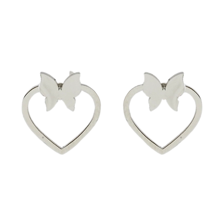 Серьги Xuping TTM Stainless Steel цвет Родий пусеты Сердечки с бабочками фото №7 Серьги Xuping TTM Stainless Steel цвет Родий пусеты Сердечки с бабочками фото №7