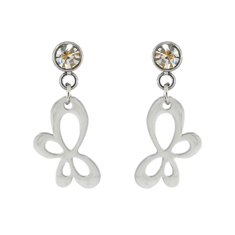 Сережки Xuping TTM Stainless Steel колір Родій пусети Метелики фото №1 Сережки Xuping TTM Stainless Steel колір Родій пусети Метелики фото №1