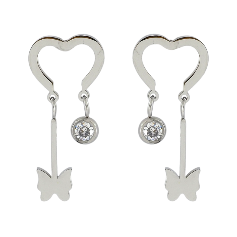 Сережки Xuping TTM Stainless Steel колір Родій пусети Романтичні підвіски фото №3