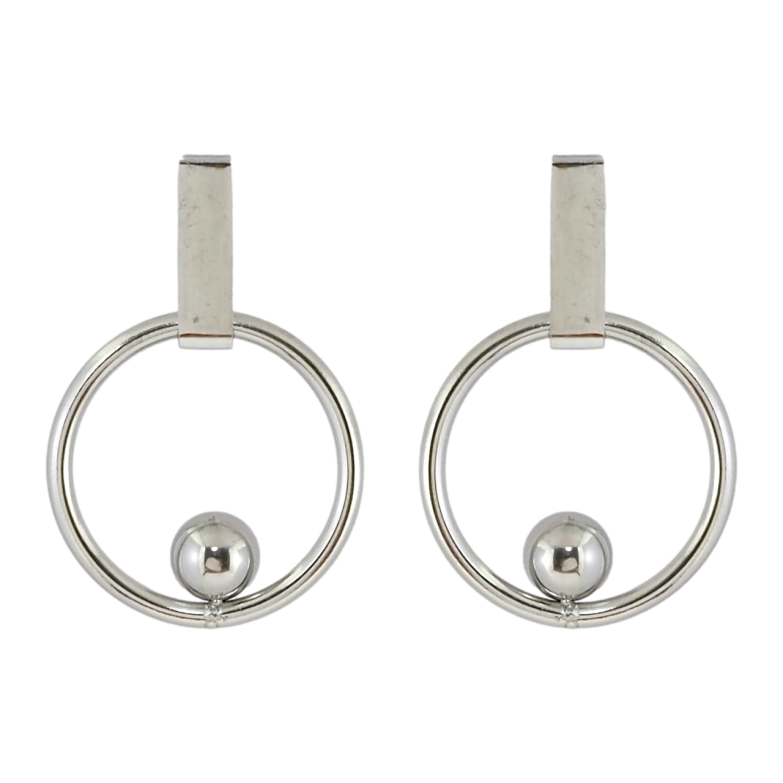 Сережки Xuping TTM Stainless Steel колір Родій пусети Кільця з кульками фото №1