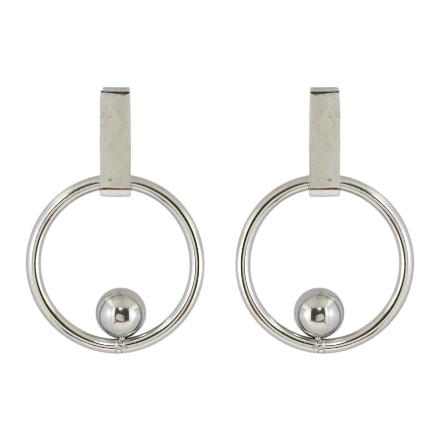 Серьги Xuping TTM Stainless Steel цвет Родий пусеты Колечки с шариками фото №1 Серьги Xuping TTM Stainless Steel цвет Родий пусеты Колечки с шариками фото №1