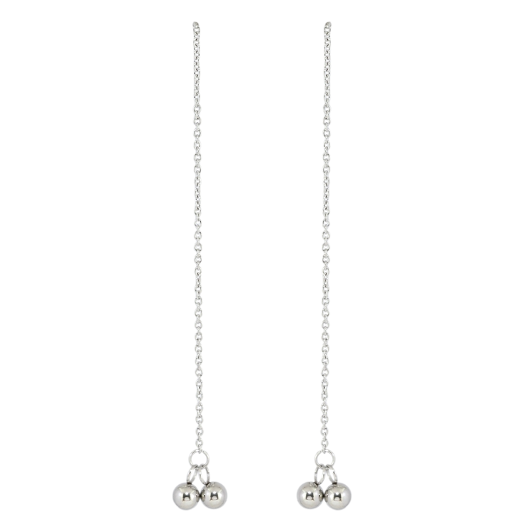 Сережки Xuping TTM Stainless Steel колір Родій пусети Підвіски кульки на ланцюжку фото №14