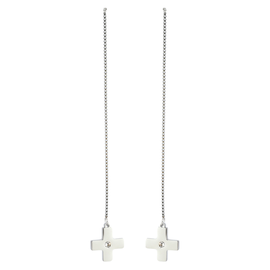 Сережки Xuping TTM Stainless Steel колір Родій пусети Підвіски хрестики фото №1