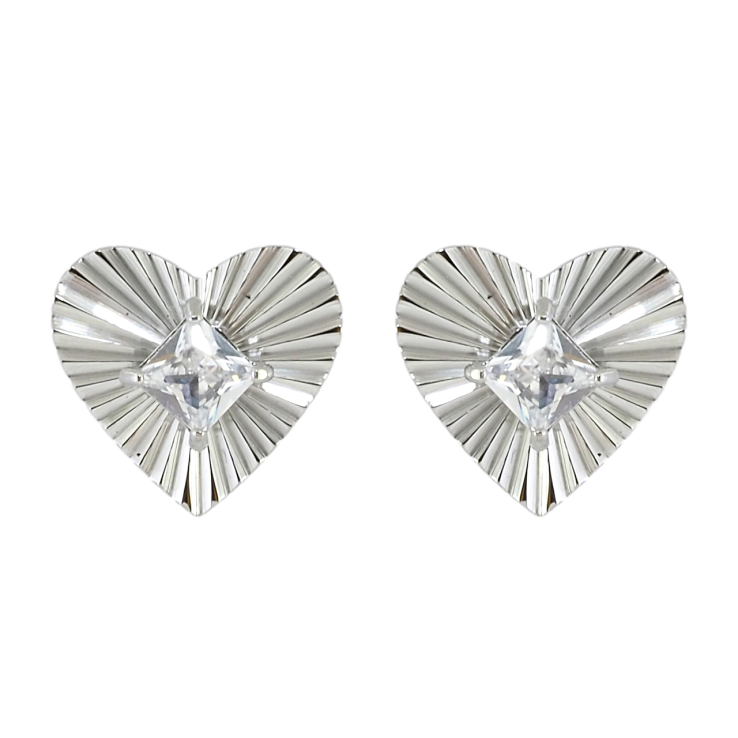 Серьги Xuping TTM Stainless Steel цвет Родий пусеты Сердечки с кристаллами фото №5 Серьги Xuping TTM Stainless Steel цвет Родий пусеты Сердечки с кристаллами фото №5