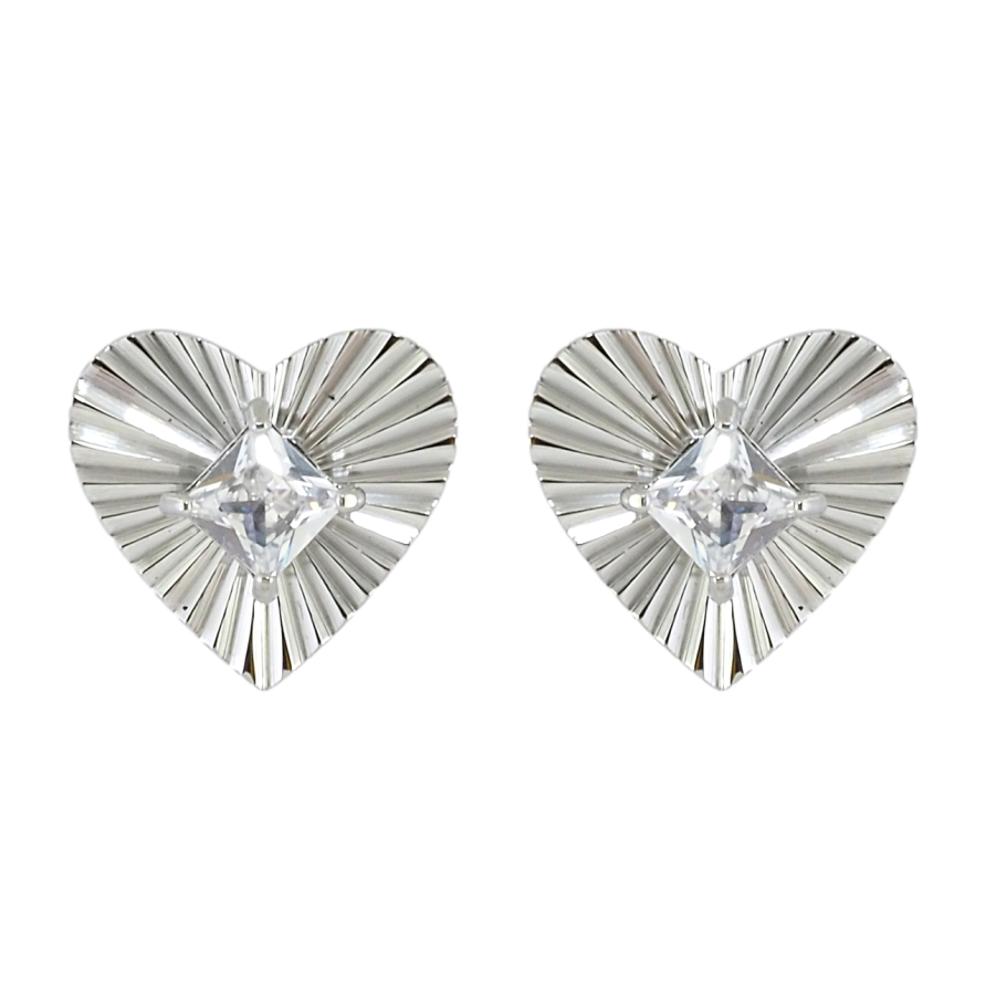 Сережки Xuping TTM Stainless Steel колір Родій пусети Серця з кристалами фото №1