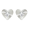 Сережки Xuping TTM Stainless Steel колір Родій пусети Серця з кристалами фото №2