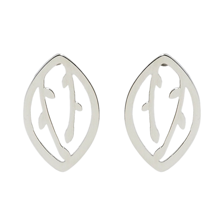 Серьги Xuping TTM Stainless Steel цвет Родий пусеты Листики с веточками фото №1