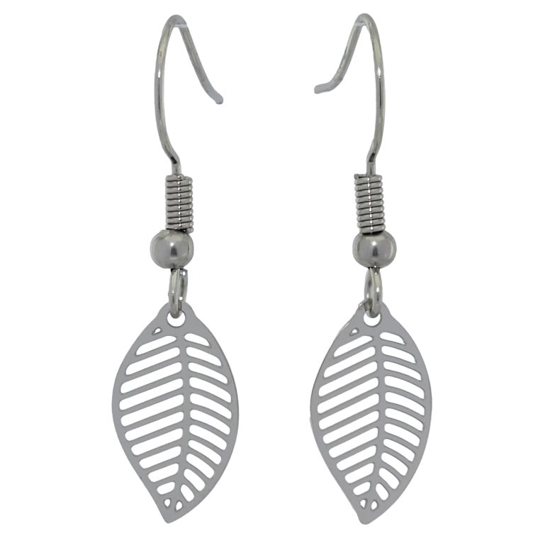 Сережки Xuping TTM Stainless Steel колір Родій французький замок Листочки фото №1