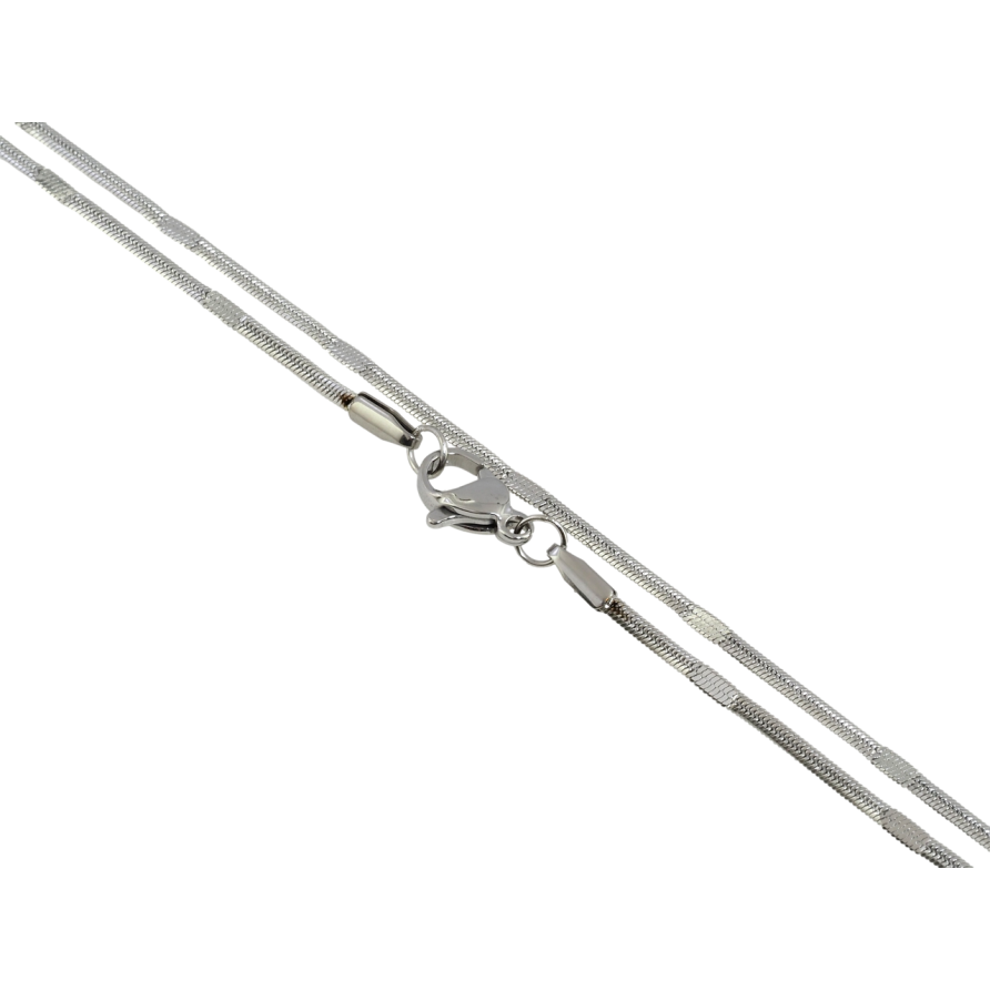 Цепочка Xuping ТТМ Stainless Steel цвет Родий Плетение Снейк с прокатками длина 45см х 2мм фото №1