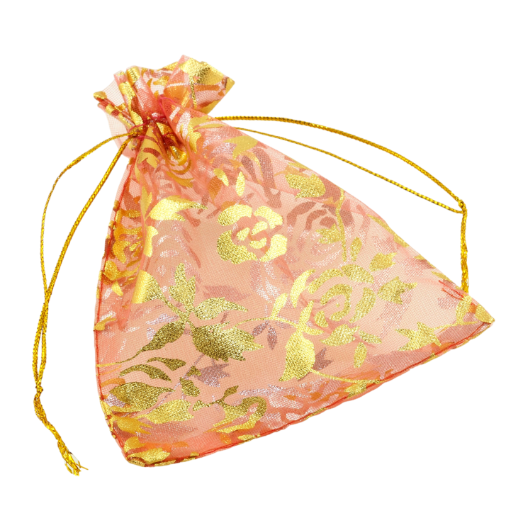 Мешочек подарочный из органзы Цветочный узор, цвет красный размер 10х12см цена за 1 шт. фото №16