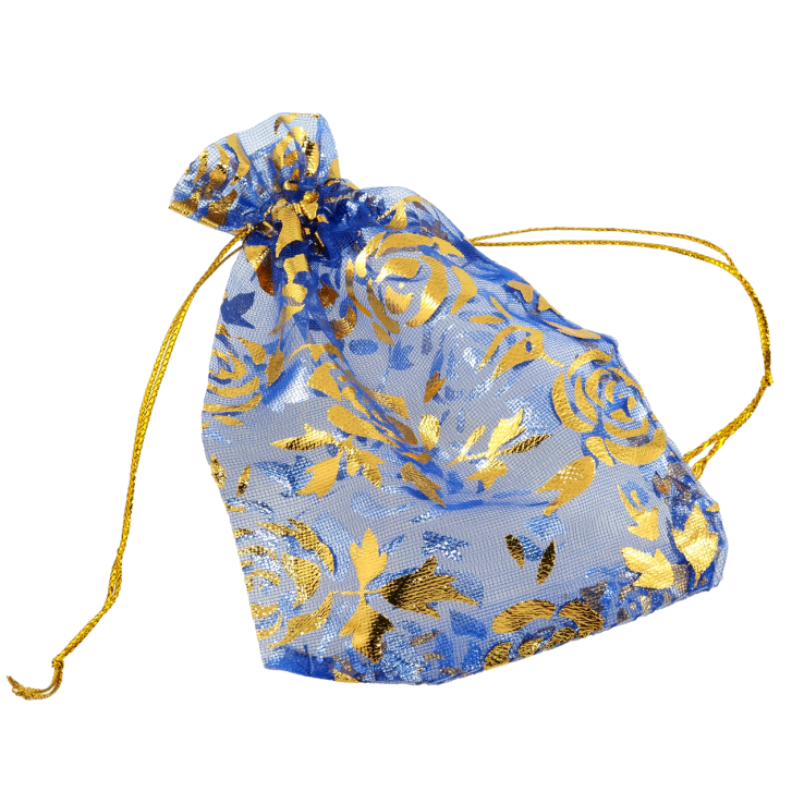 Мешочек подарочный из органзы Цветочный узор, цвет синий размер 8х12см цена за 1 шт. фото №11