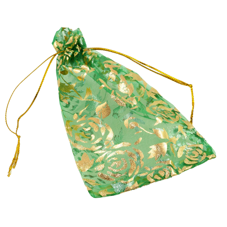 Мешочек подарочный из органзы Цветочный узор, цвет зеленый размер 10х13см цена за 1 шт. фото №17