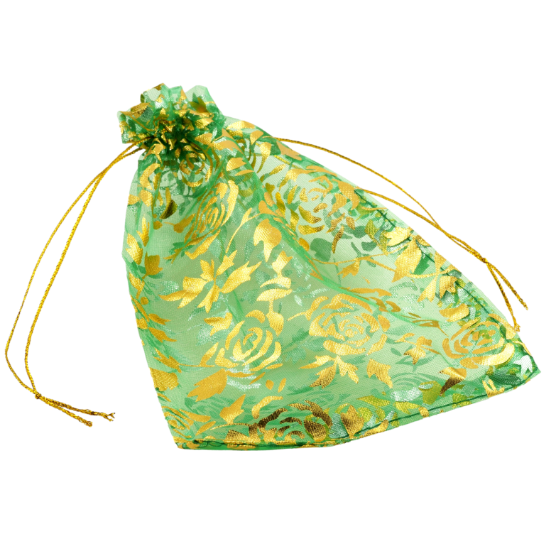 Мішечок подарунковий з органзи Квітковий візерунок розмір 12х17см ціна за 1 шт. фото №1
