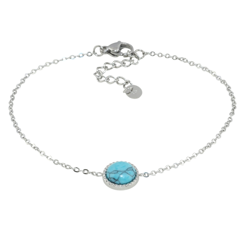 Браслет Xuping ТТМ Stainless Steel цвет Родий Цепочка с камнем бирюза длинна с доп.цеп. 18.5-22см х 1мм фото №1 Браслет Xuping ТТМ Stainless Steel цвет Родий Цепочка с камнем бирюза длинна с доп.цеп. 18.5-22см х 1мм фото №1