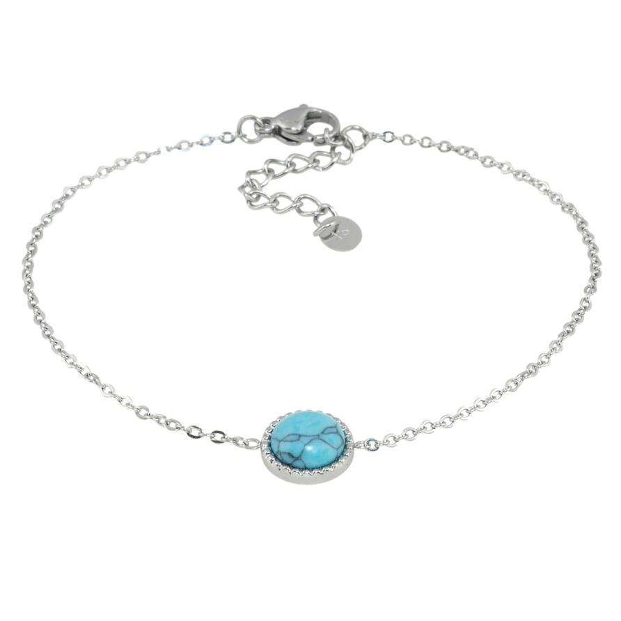 Браслет Xuping ТТМ Stainless Steel цвет Родий Цепочка с камнем бирюза длинна с доп.цеп. 18.5-22см х 1мм фото №1 Браслет Xuping ТТМ Stainless Steel цвет Родий Цепочка с камнем бирюза длинна с доп.цеп. 18.5-22см х 1мм фото №1