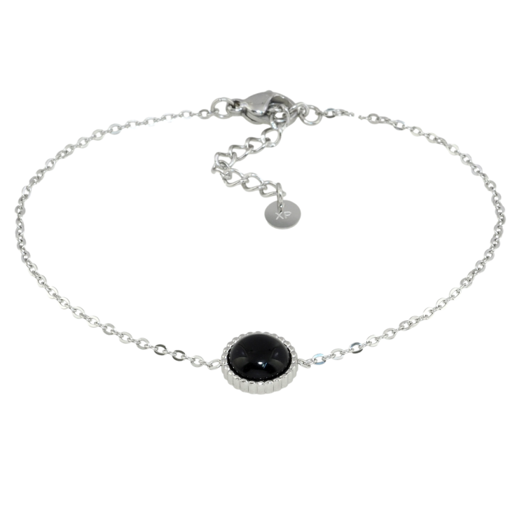 Браслет Xuping ТТМ Stainless Steel цвет Родий Цепочка с камнем черный Агат длина с доп.цеп. 18.5-22см х 1мм фото №10 Браслет Xuping ТТМ Stainless Steel цвет Родий Цепочка с камнем черный Агат длина с доп.цеп. 18.5-22см х 1мм фото №10