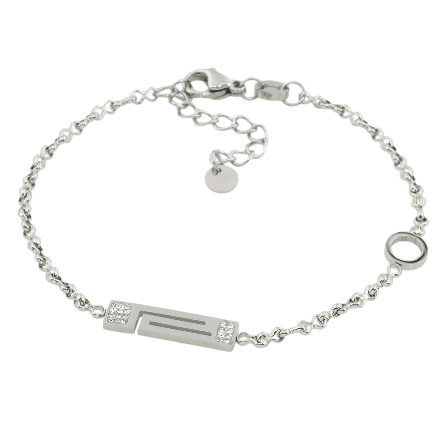 Браслет Xuping ТТМ Stainless Steel колір Родій Ланцюжок із вставками довжина з доп.цеп. 17.5-20.5см х 2мм фото №1 Браслет Xuping ТТМ Stainless Steel колір Родій Ланцюжок із вставками довжина з доп.цеп. 17.5-20.5см х 2мм фото №1