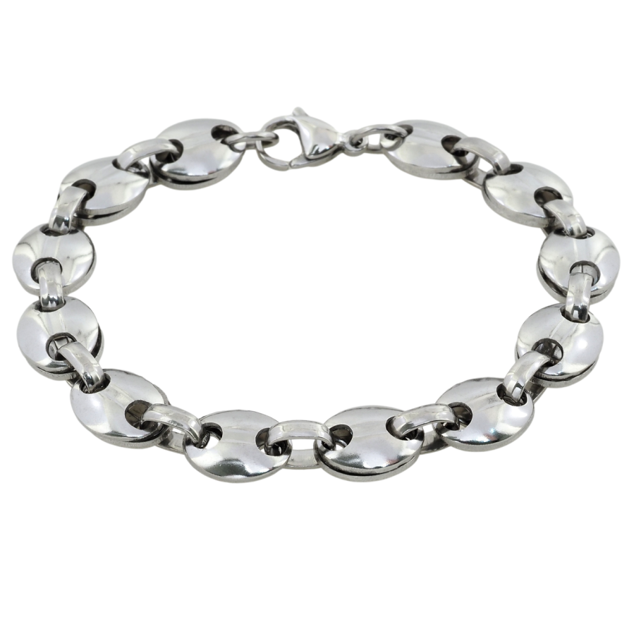 Браслет Xuping ТТМ Stainless Steel колір Родій Ланцюжок плетіння Молот довжина 21.5см х 3-10мм фото №1 Браслет Xuping ТТМ Stainless Steel колір Родій Ланцюжок плетіння Молот довжина 21.5см х 3-10мм фото №1